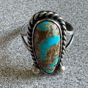 Vintage Native American turquoise sterling silver ring SZ 10.5